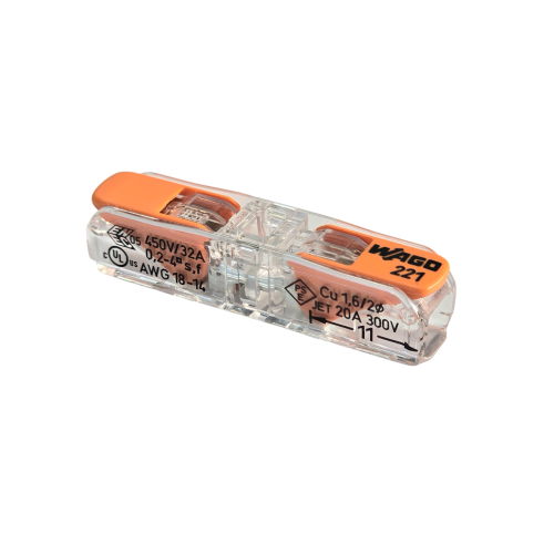 Szybkozłączka 221‑2411 przelotowa z dźwignią 2x0,2‑4mm2