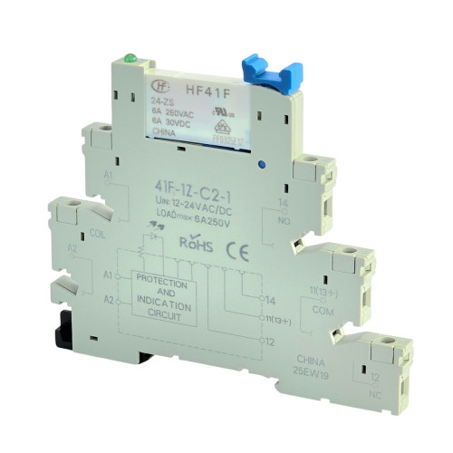 Przekaźnik interfejsowy HF41F-024-ZS z gniazdem 1P 24V DC