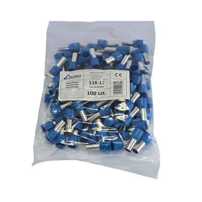 Końcówka tulejkowa 16/12 (100szt.) niebieska "PD" E16-12 C.20.16012