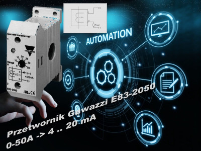  Przetwonik prądu 0-50A na 4-20mA od Carlo Gavazzi. E83-2050